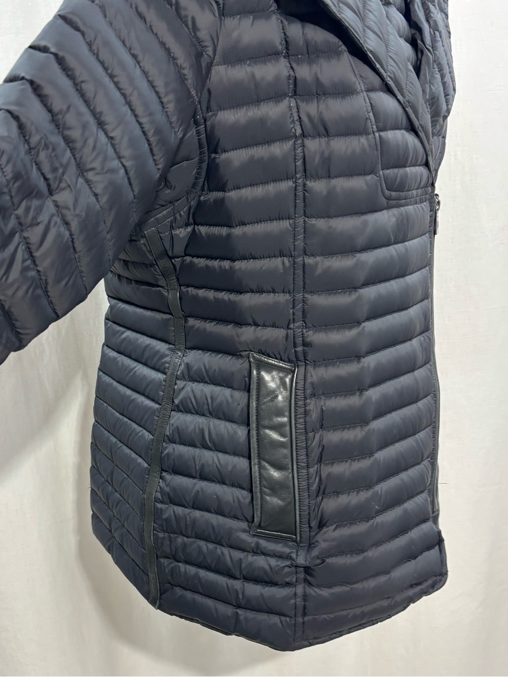 RUDSAK Sana Mid-Length Down Puffer Jacket Asymmetric Zipper with Leather Trim XL - Picture 3 of 9